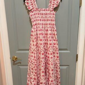 Hill House Nap Dress
Pink and white with shell motif